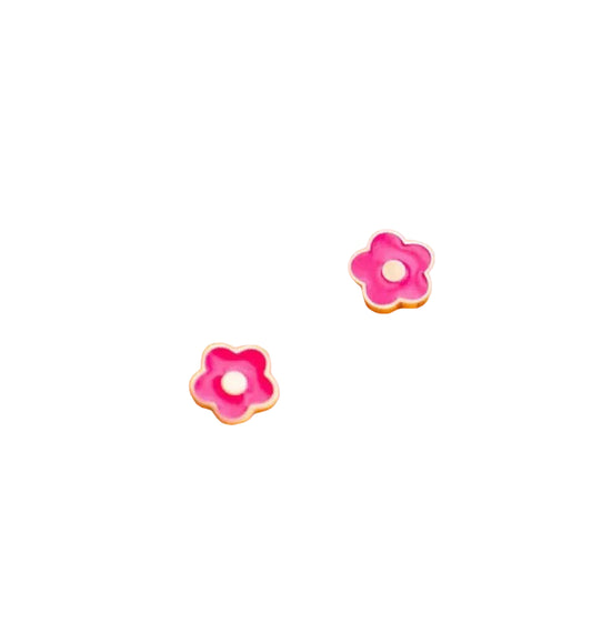 Hot Pink Flower Earrings