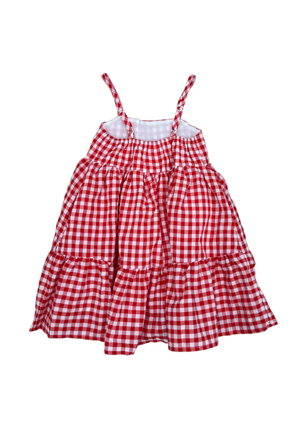 Mollie Red Spaghetti Strap Gingham Check Dress