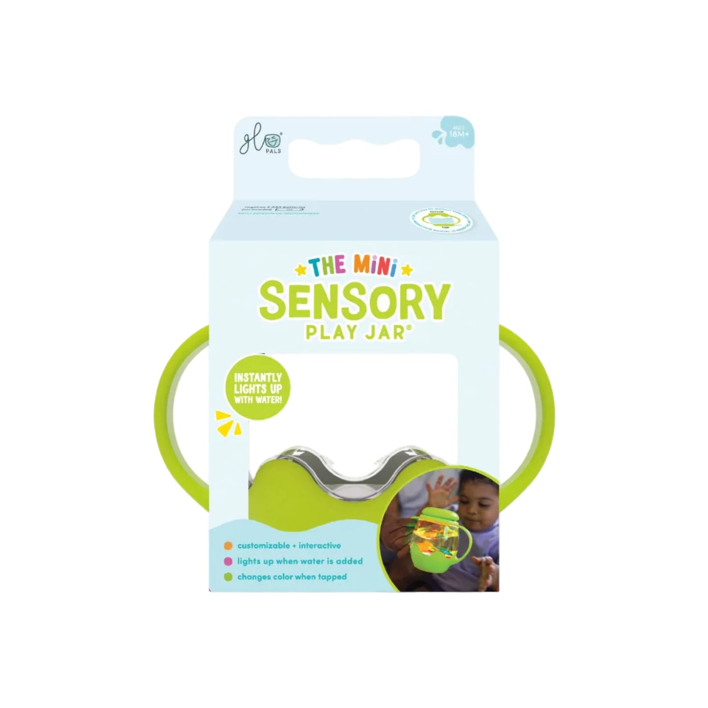 Glo Pals Mini Sensory Jar and Silicone Fun Filler Bundle - Green