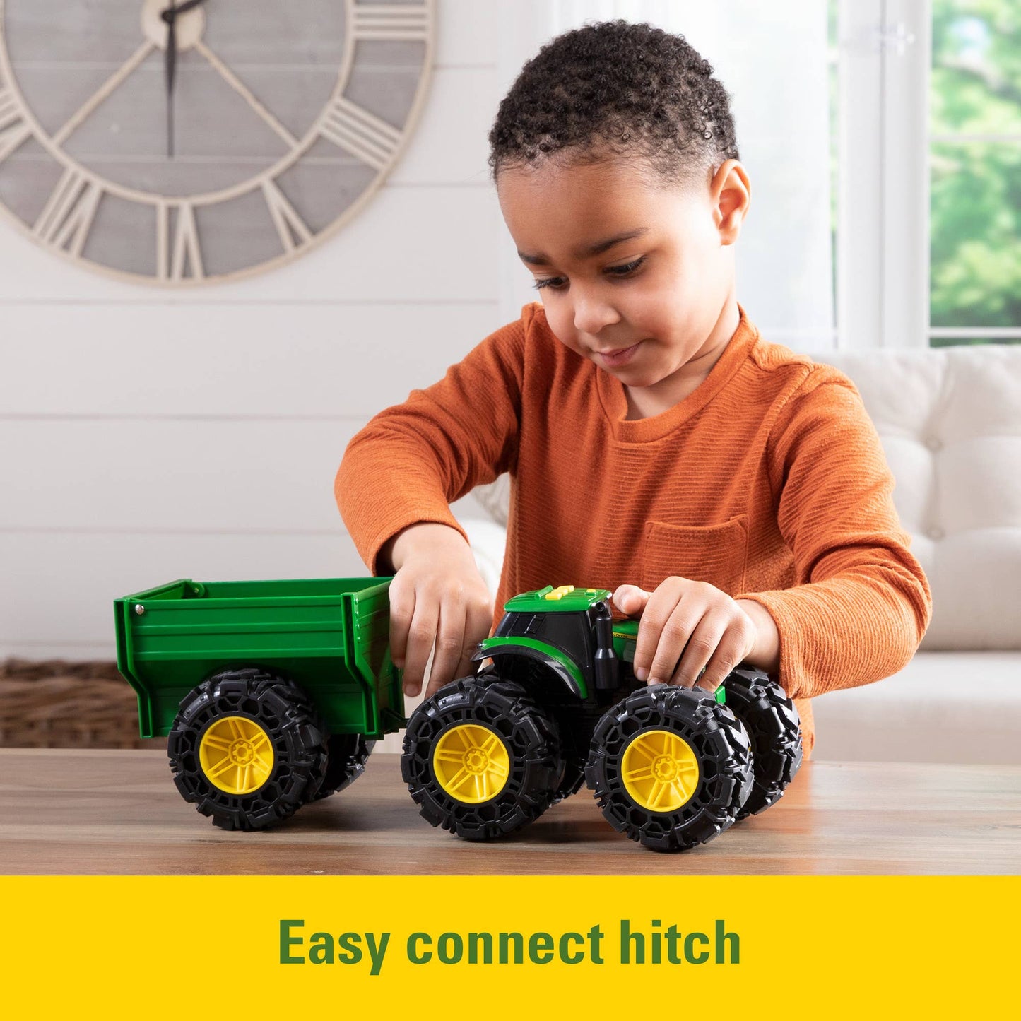 TOMY John Deere Monster Treads Tractor Toy with Wagon