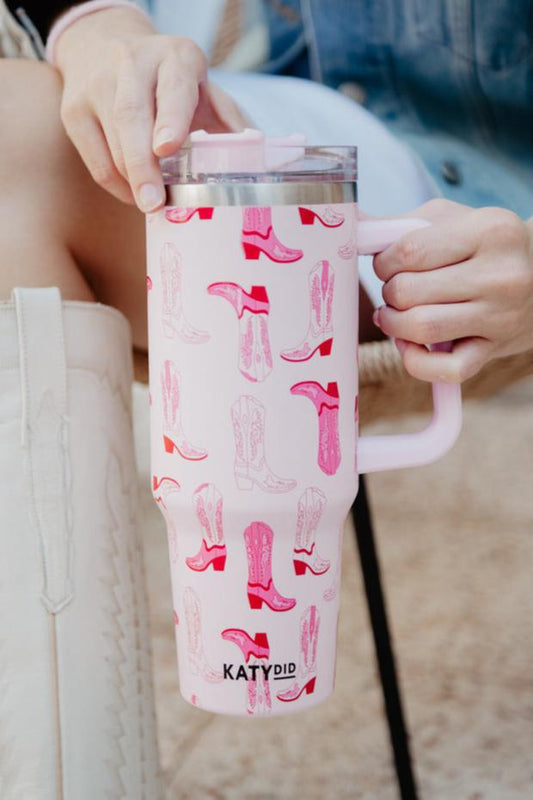 Light Pink Western Boots Number Cup w/ Handle