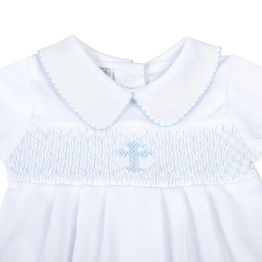 Blessed Blue Smocked Collared Bubble