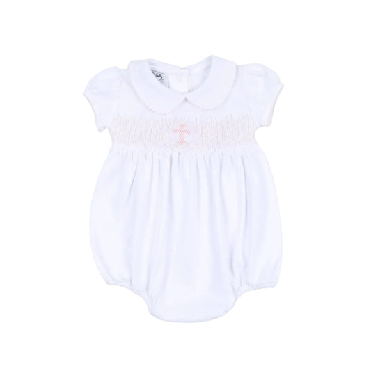 Blessed Pink Smocked Collared Bubble