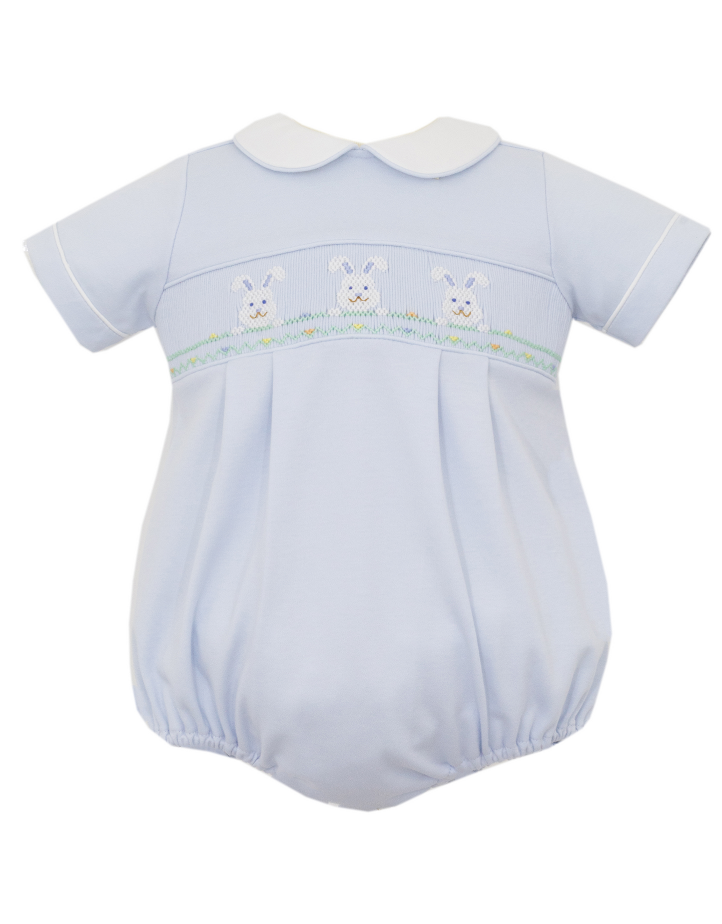 Bunny Face Smocked Bubble Light Blue