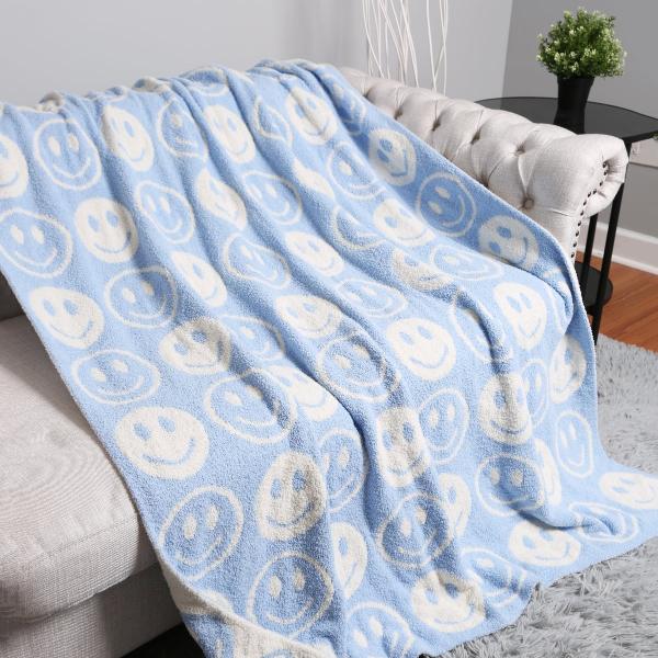 Blue Smiley Face Blanket