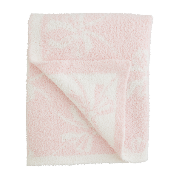 Pink Bow Chenille Blanket