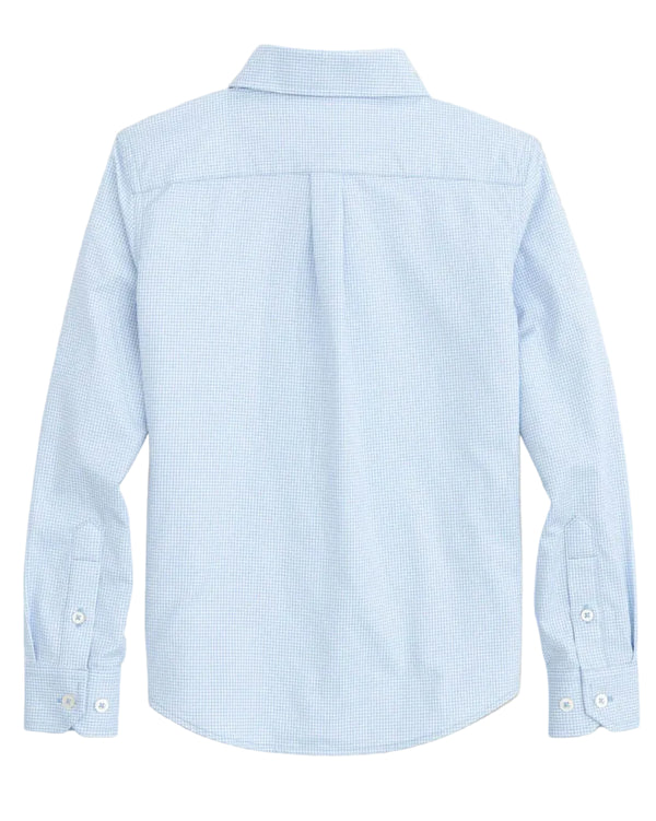 Boys Intercoastal Mini Gingham Button Down Shirt Tide Blue