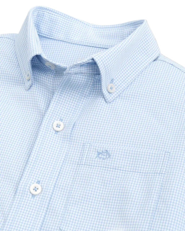 Boys Intercoastal Mini Gingham Button Down Shirt Tide Blue
