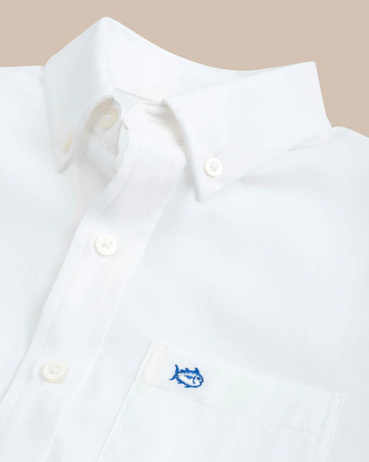 Boys Intercoastal Solid Button Down Shirt Classic White