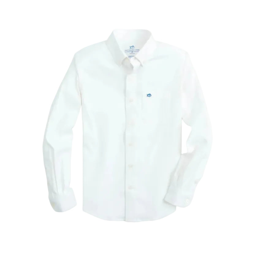 Boys Intercoastal Solid Button Down Shirt Classic White