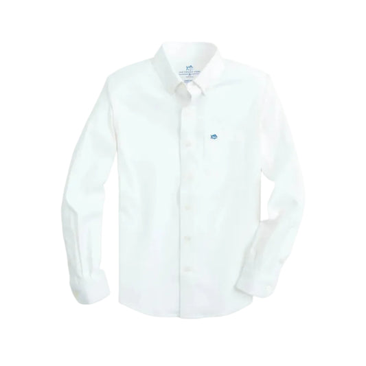 Boys Intercoastal Solid Button Down Shirt Classic White