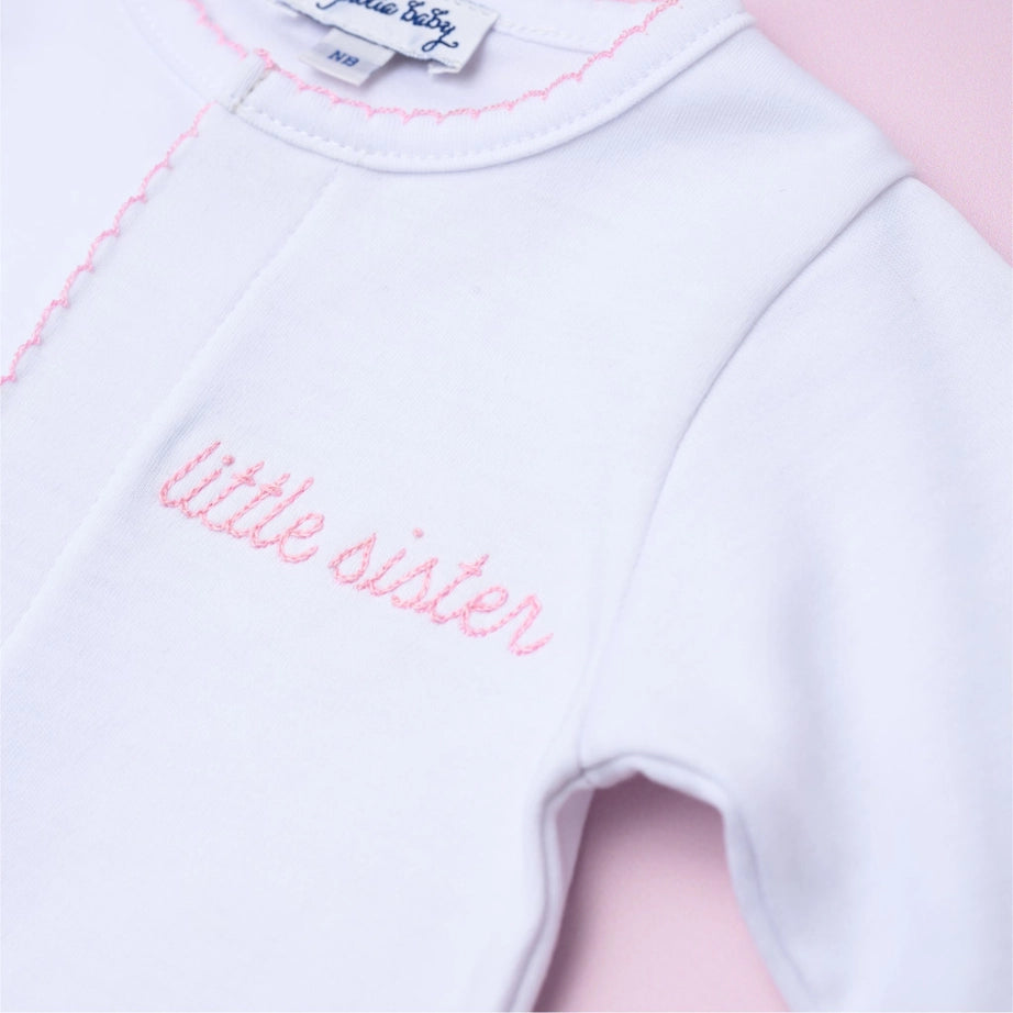 Little Sister Emb Footie Pink