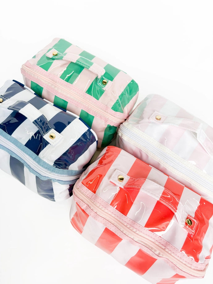 Gloss & Go - Colorful Stripe Wipeable Travel Cosmetic Case