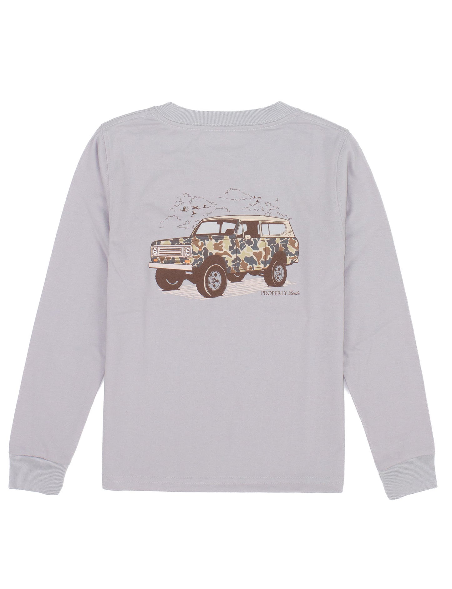 Boys Camo Truck LS T-Shirt Ice Grey