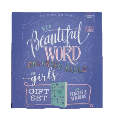 NIV Beautiful Word Coloring Bible for Girls Gift Set--Soft Leather-Look Over Board, Teal