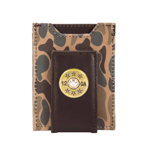 Shotshell Men's Magnetic Front Pocket Old School Camo Leather Wallet