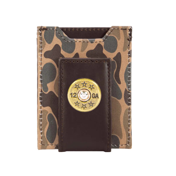 Shotshell Men's Magnetic Front Pocket Old School Camo Leather Wallet