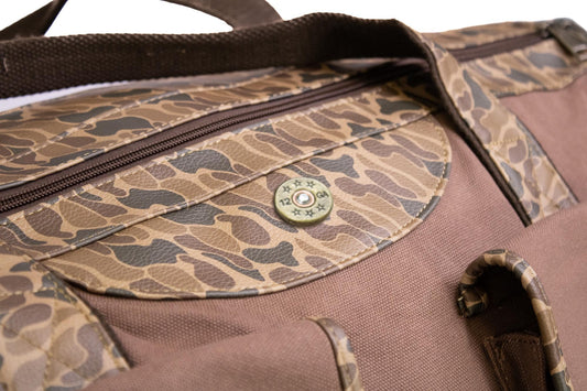 Shot Shell Brown Waxed Canvas Old School Camo Weekender Bag