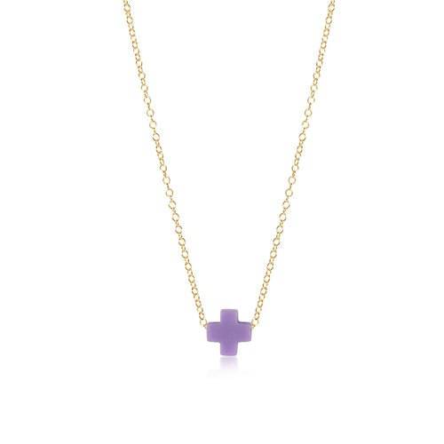 egirl 14" Necklace Gold Cross Small Purple