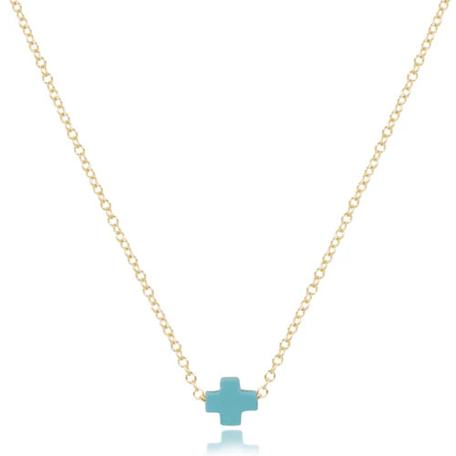 egirl 14" Necklace Gold Cross Small Turquoise