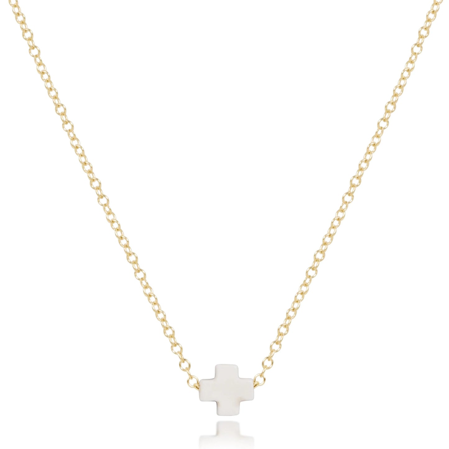 egirl 14" Necklace Gold Cross Small Off-White