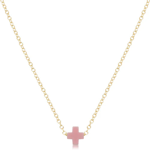 egirl 14" Necklace Gold Cross Small Pink