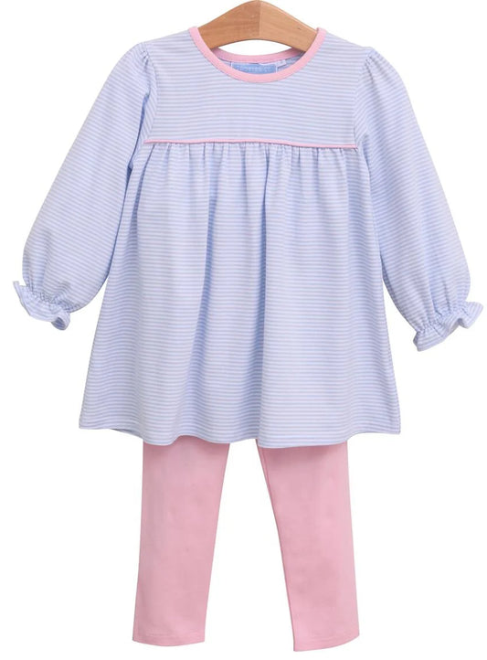 Ellie Pant Set Light Blue Stripe/Light Pink