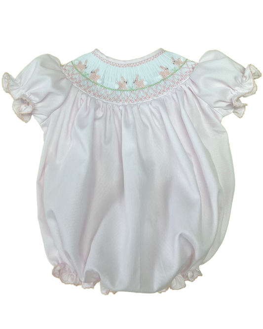 Emmie Bunny Smocked Bubble- Pink