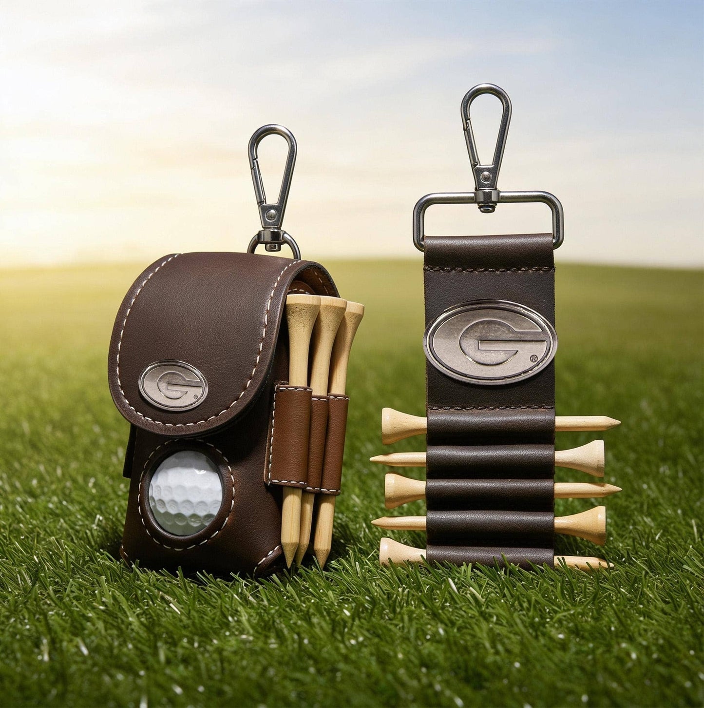 Georgia Bulldogs Leather Golf Ball and Tee Holder