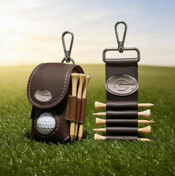 Georgia Bulldogs Leather Golf Ball and Tee Holder
