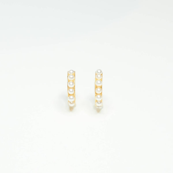 Dainty Pearl Studded Gold Huggies Earring