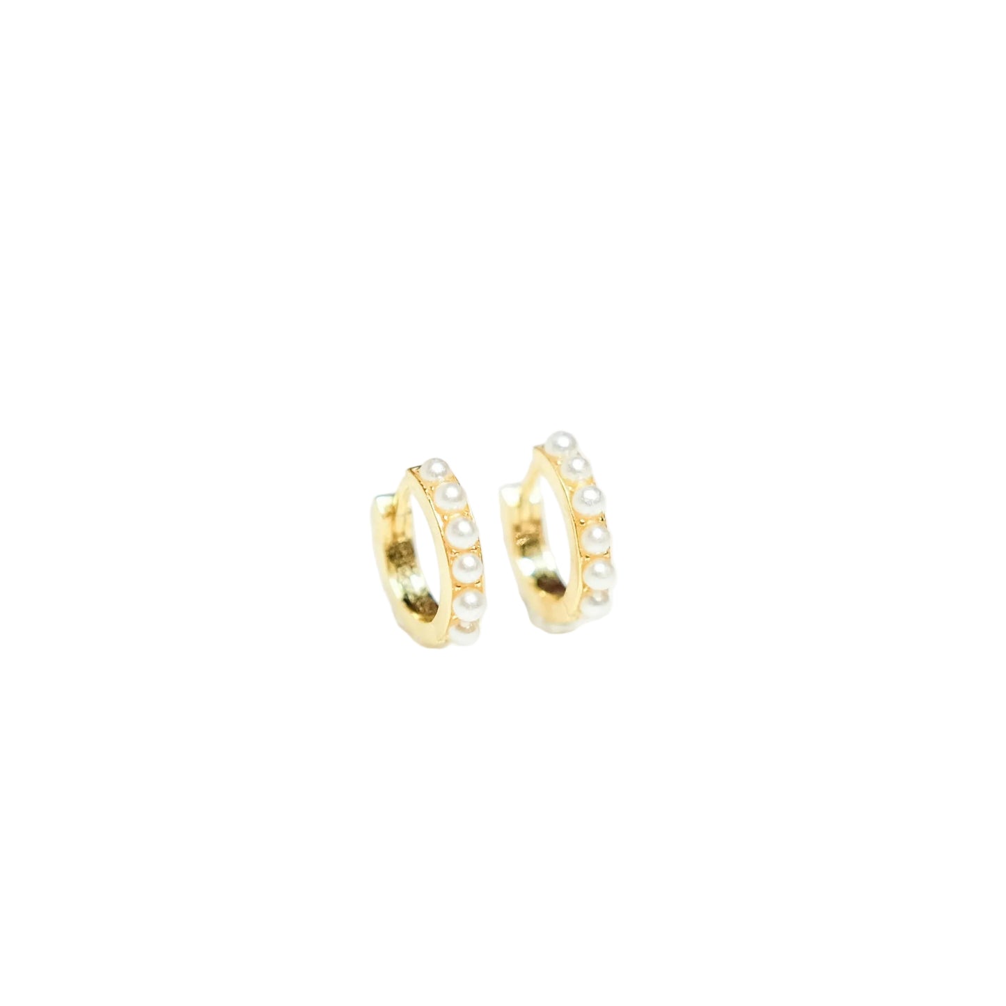 Dainty Pearl Studded Gold Huggies Earring