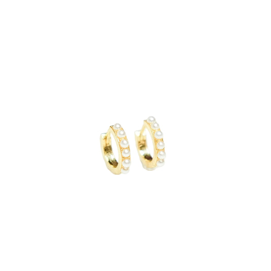 Dainty Pearl Studded Gold Huggies Earring