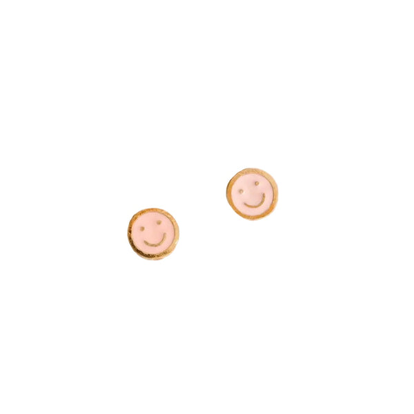 Tiny Pink Smiley Earrings