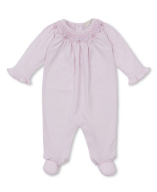 Pink CLB Summer Bishop Footie with Hand Smocking