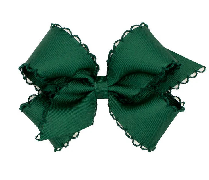 Medium Moonstitch Grosgrain Hair Bow Moonstitch Forest Green