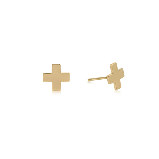 signature cross stud - gold