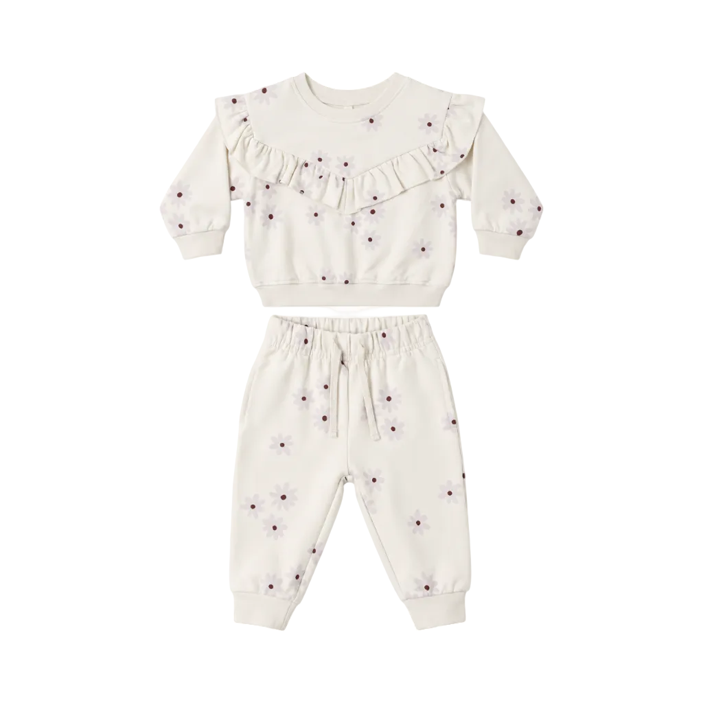 Ruffle Sweatsuit- Blue Daisy