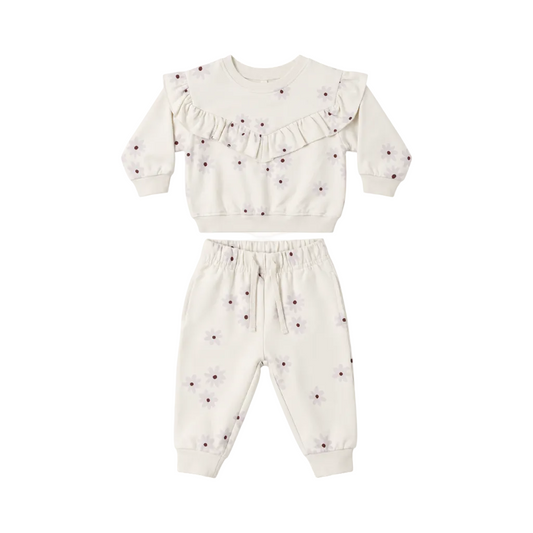 Ruffle Sweatsuit- Blue Daisy