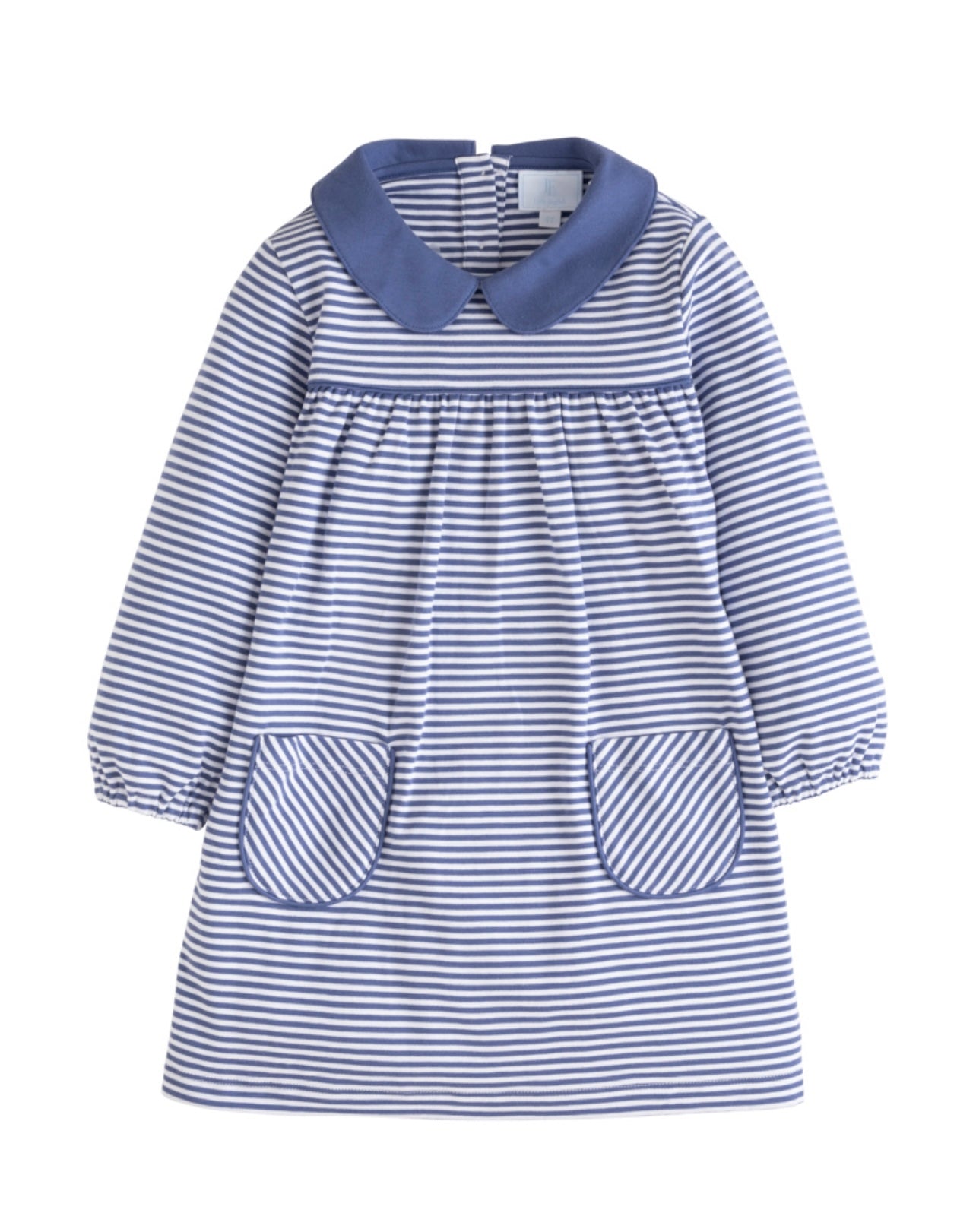 Evelyn Dress Gray Blue Stripe