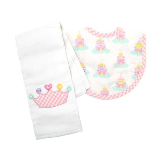 Princess Medium Bib and Burp Box Set