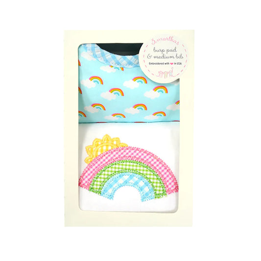 Rainbow Medium Bib and Burp Box Set