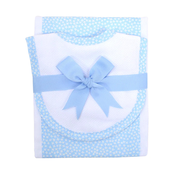 Blue Bunny Drooler Bib and Burp Set