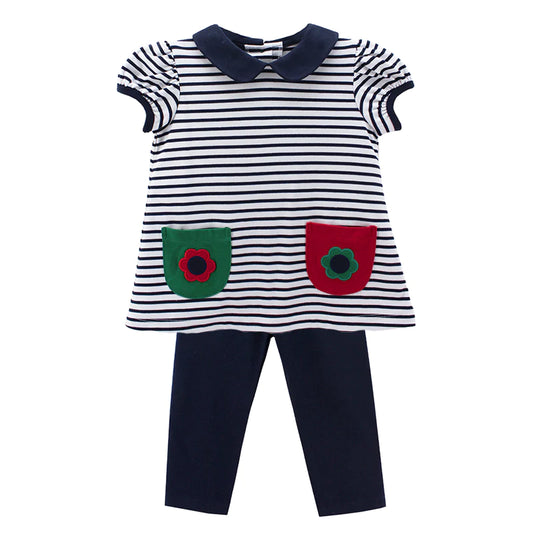 Flower Louisa Legging Set Navy T-Shirt Knit