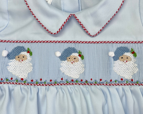 Noah Blue with Red Smocking Santa Bubble