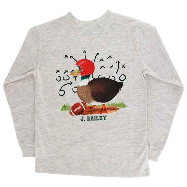 Boys Long Sleeve Tee - Football Duck Oatmeal