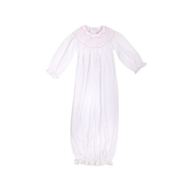 Sweetly Smocked Greeting Gown (Girl) Worth Avenue White/Palm Beach Pink