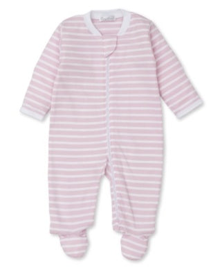 Light Pink/White Stripe Footie with Zipper