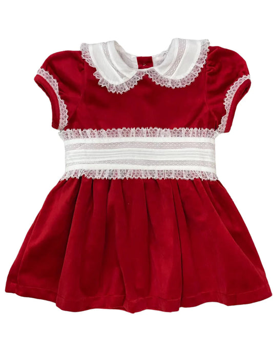 Scarlett Red Velvet Dress with Lace