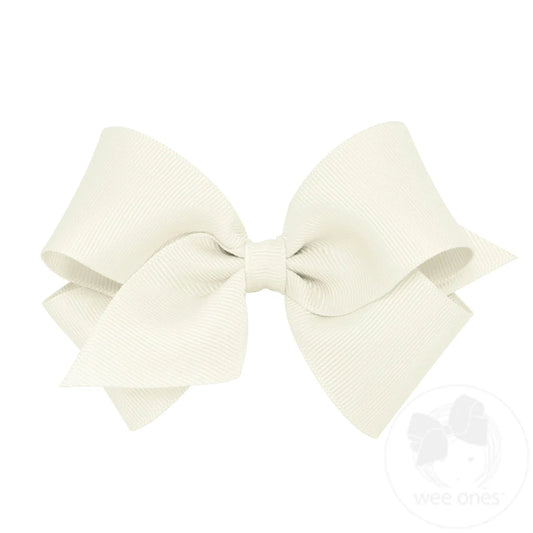 Small  Wee Ones Grosgrain Bow Antique White